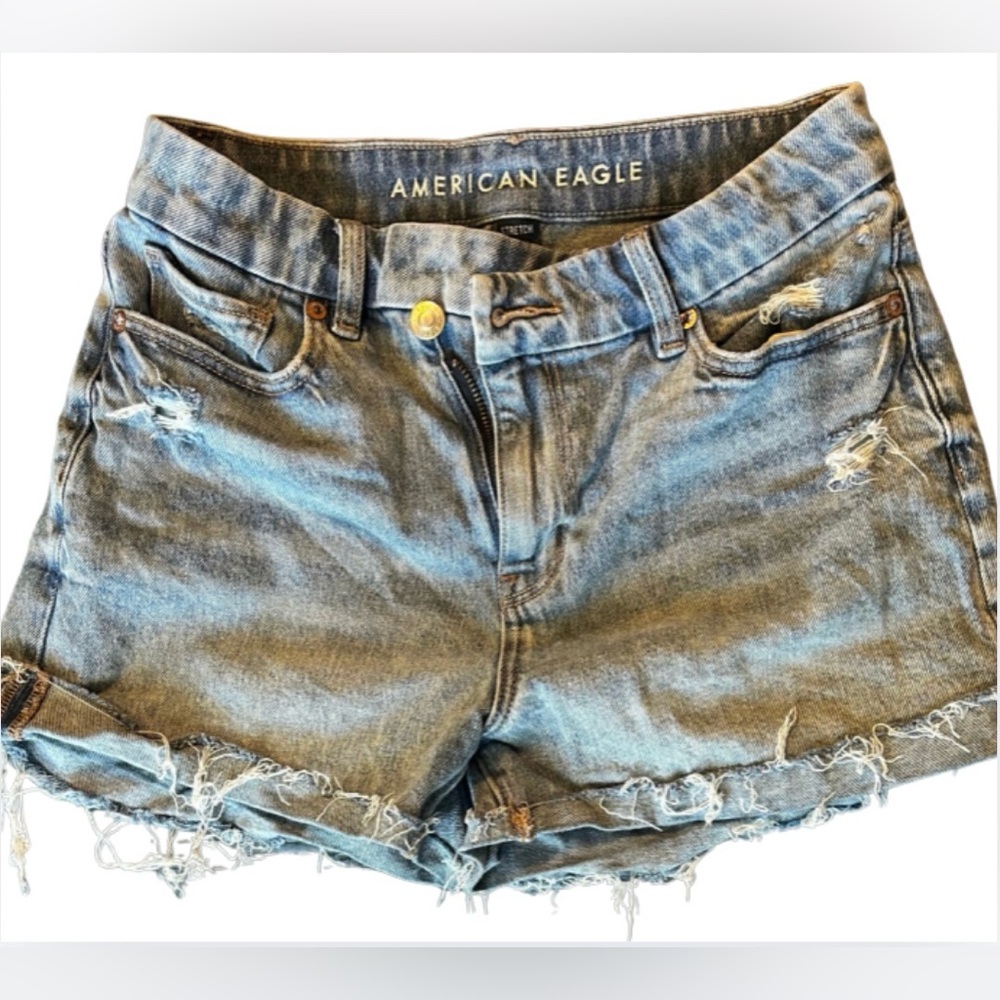 American Eagle Outfitters Women's Frayed Jean Shorts - Light Blue